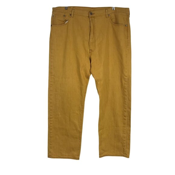 LEVI'S -MEN'S 44 X 32 - GOLD MUSTARD WHITE OAK 501 BUTTON FLY COTTON JEANS - Picture 1 of 11